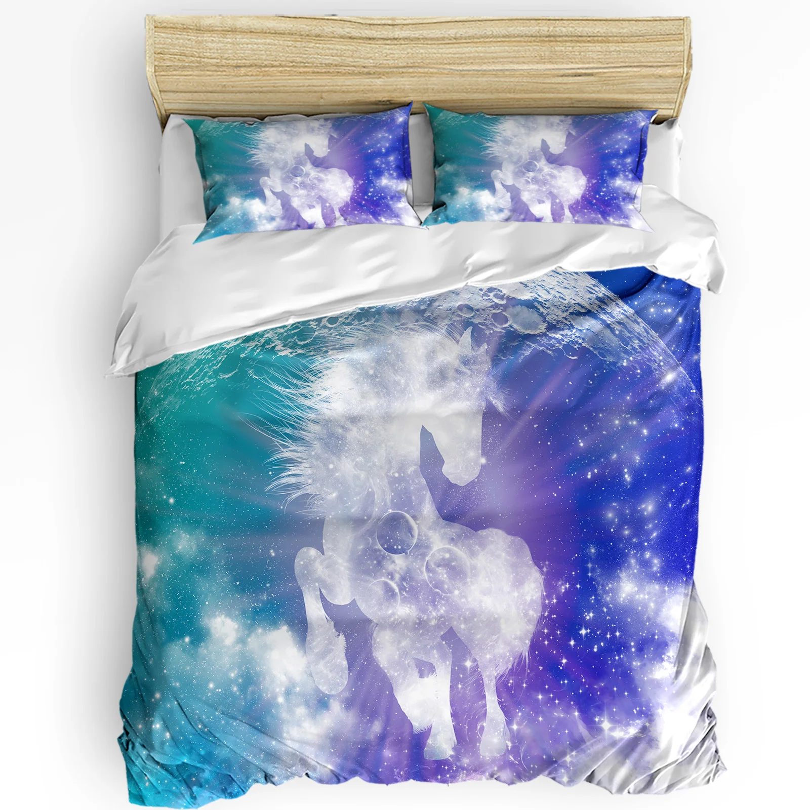 

Moon Horse Starry Sky Bedding Set 3pcs Boys Girls Duvet Cover Pillowcase Kids Adult Quilt Cover Double Bed Set Home Textile