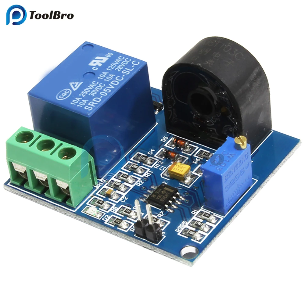 

AC Current Detection Sensor Module 5V 12V 24V Relay Protection Module 5A Over-Current Overcurrent Protection Switch Output