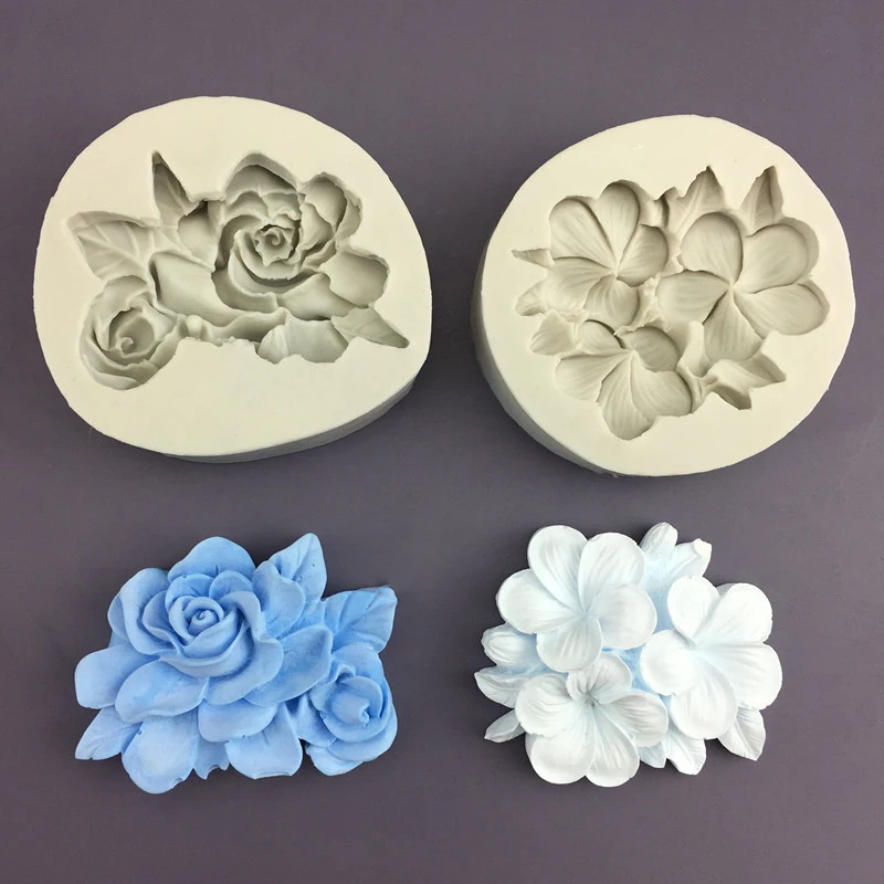 2 Pcs Flower Silicone Fondant Molds Gardenia Plumeria Rubra Flower