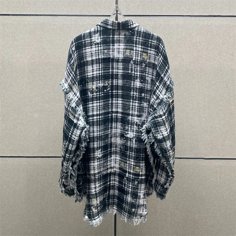 Women's shirt New retro pure cotton collar long sleeved top for autumn 2025 washed tassel Women's blouse y2k loose fit Thin coat - Image 2