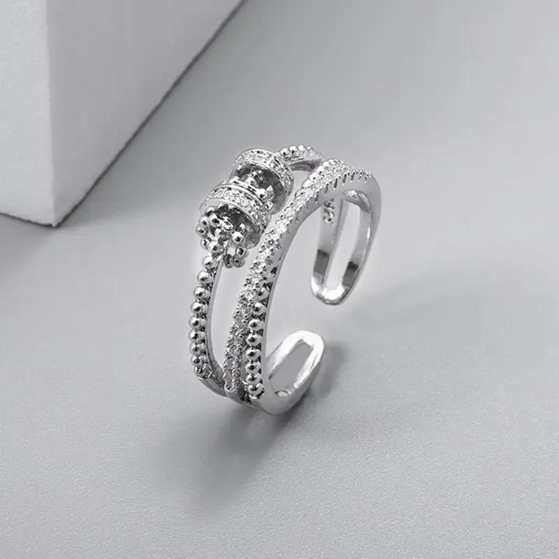 To My Daughter Fidget Ring Anxiety Meditation Ring Women Girls Swivel Bead Stress Relief Adjustable Fashion Fidget Jewelry
