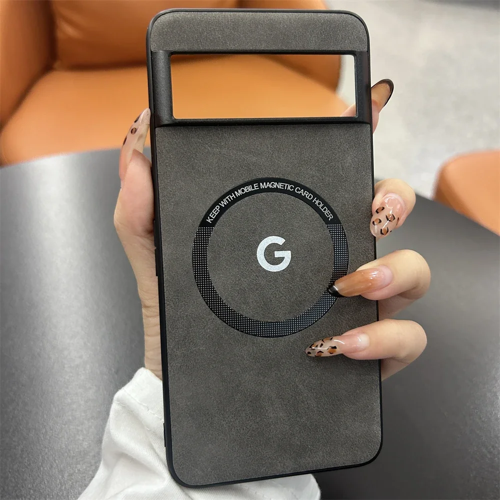 Premium MagSafe Leather Case - Soft, Shockproof, Magnetic Wireless Charging Back Cover