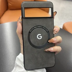 Premium MagSafe Leather Case - Soft, Shockproof, Magnetic Wireless Charging Back Cover - Pixel 9ProXL (Dark Gray)
