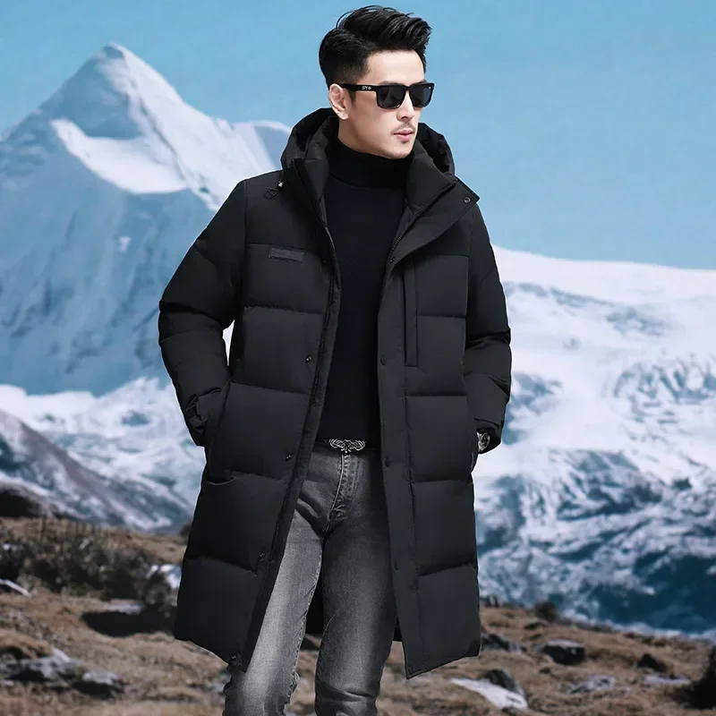 thumbnail image 1 of Chaqueta de plumón larga de invierno para hombre YEAE, chaquetas con capucha, chaqueta de invierno con relleno de plumón de pato para hombre, abrigo de invierno de marca para hombre 2024, 1 of 4