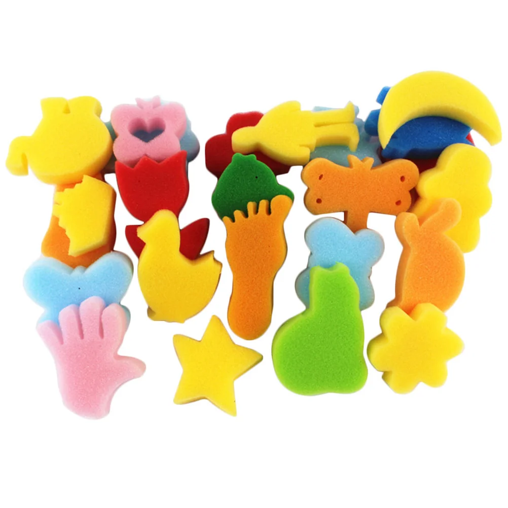 48 Pcs Toys Sponge Painting Stamper Rainbow Ink Stamps Colorful Kids Graffiti Child