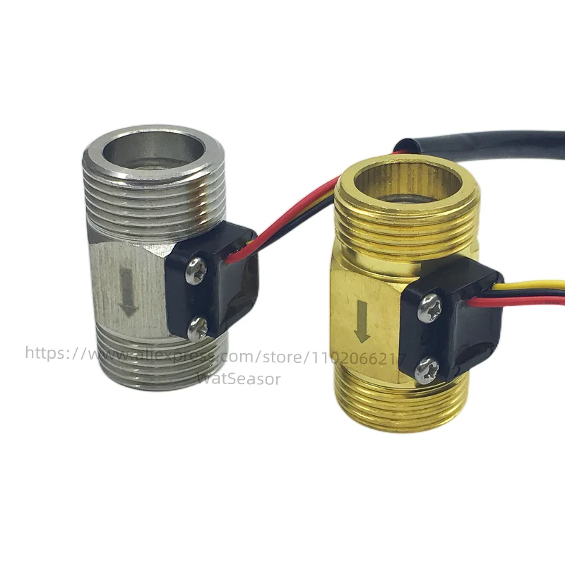 Pulse NPN Signal G3/4 Water Flow Sensor 2~45L/min Hall Effect Sensor copper magnetic Brass water flow sensor