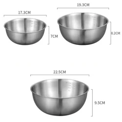 Premium Stainless Steel Mixing Bowl Set - 3 Piece Collection for Versatile Cooking, Baking, and Food Storage (3 Sizes)
