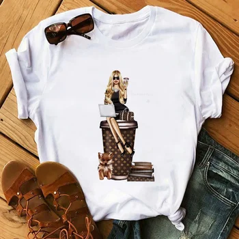 Fashion Print T-shirt Kawaii Melanin T Shirt Women Funny Black African Curly Hair Girl Graphic Tees Aesthetic Tshirt Female 1