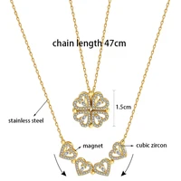 CARLIDANA Transform Luxury Four Leaf Clover Pendant Necklace  Stainless Steel Crystal Gold Color Heart Jewelry for Women Gift - Image 6