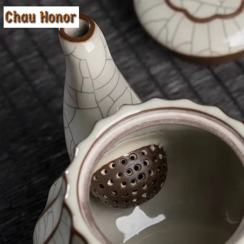 Boutique Longquan Celadon Ru Kiln Moon White Glaze Teapot Handmade Household Ceramic Kung Fu Teaset Tea Ceremony Drinkware Gifts