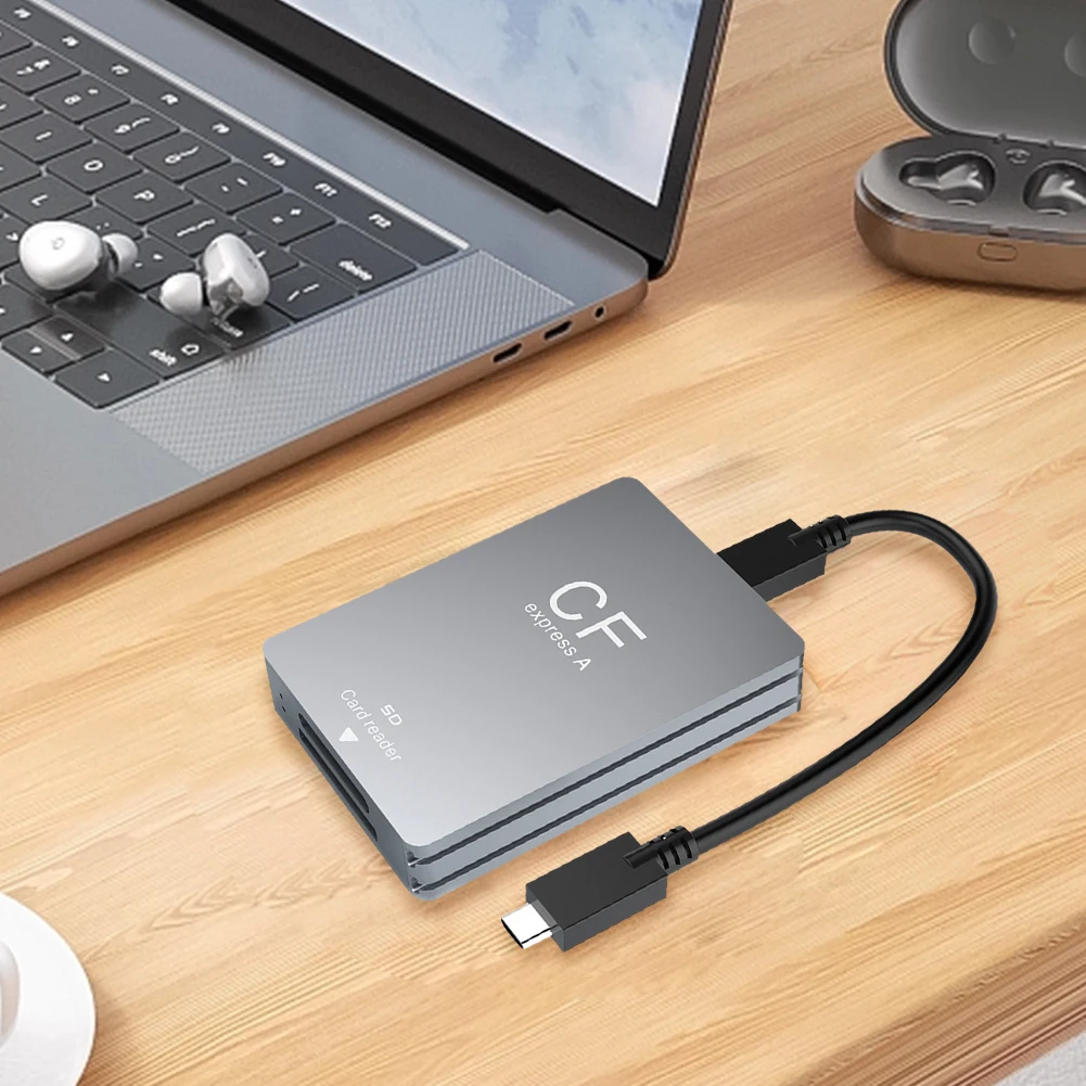 2 in 1 CFexpress 타입 A SD 카드 리더 카드리더 어댑터 듀얼 슬롯 CFexpress 리더 어댑터 (USB C to USB C/A 케이블 포함, SLR용)