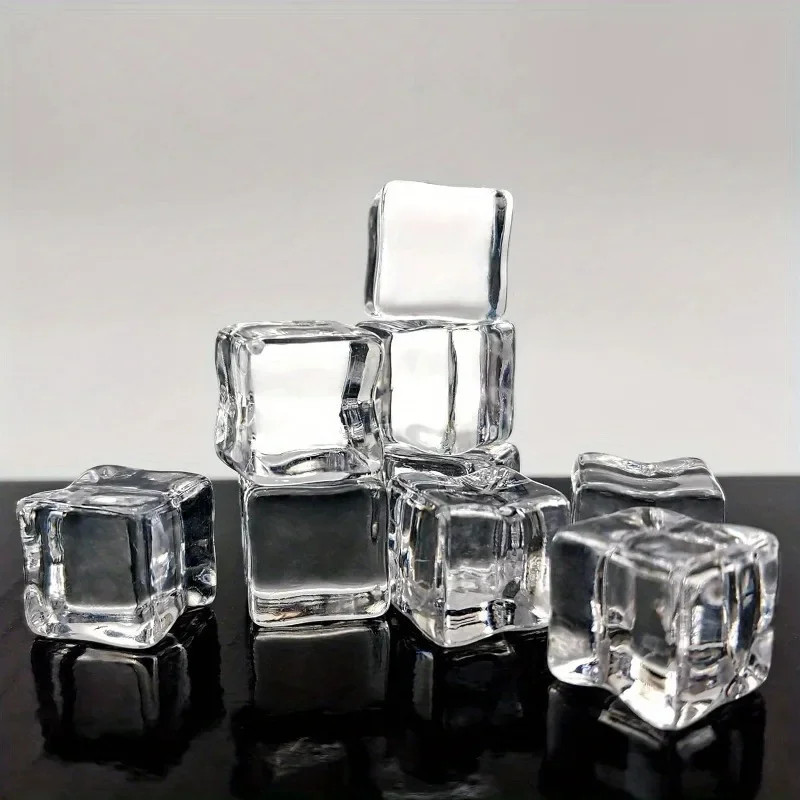 Reusable Acrylic Fake Ice Cubes Highly Transparent Ice Side Length 1.7/2/2.5/3 Cm for Photography Accessories Props Decoration