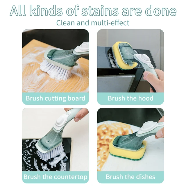 Kitchen Soap Dispensing Dishwashing tool Cleaning Brushes Easy Use Scrubber  Wash Clean Tool Soap Dispenser Brush Gadgets - AliExpress