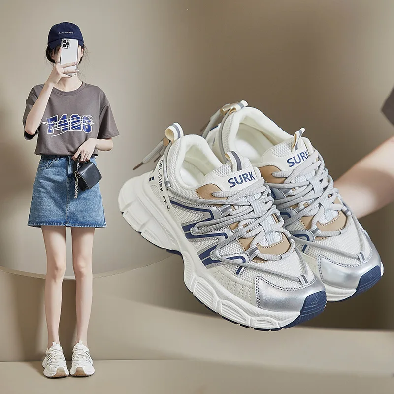 

Korean version of Dad's Shoes for Women 2023 Autumn New Student Thick Sole Sports Heightening Street Shooting Running Leisure