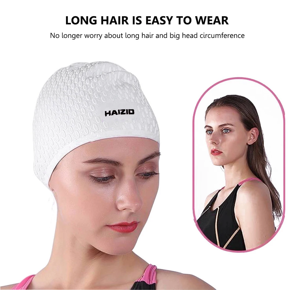 Swimming Caps Women Pool Fabric Protect Ears Long Hair Sports Swim Pool