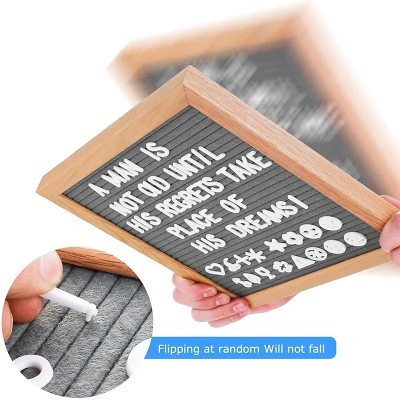 Square Felt Letterboard with Drawstring Bag, Oak Wood Message Board, 460 Plastic Letters Easel, Home Decor, 10x10 Inch, 1Pc