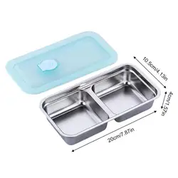 Durable Stainless Steel Double Compartment Leak - proof Snack Containers (Double Grid)