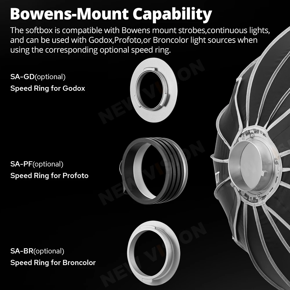 고독스 QR-P60T 60CM QR-P90T 90CM QR-P120T 120CM 150CM 퀵 릴리즈 파라볼릭 딥 소프트박스+허니콤 그리드 사진 촬영용 플래시