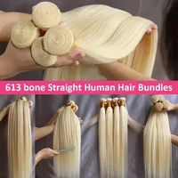 Extensions de cheveux humains blonds 613, lisses, non traités, grade 12A, cheveux vierges vietnamiens, 24, 26, 28, 30 pouces, 1/3/4 paquets pour femmes 1