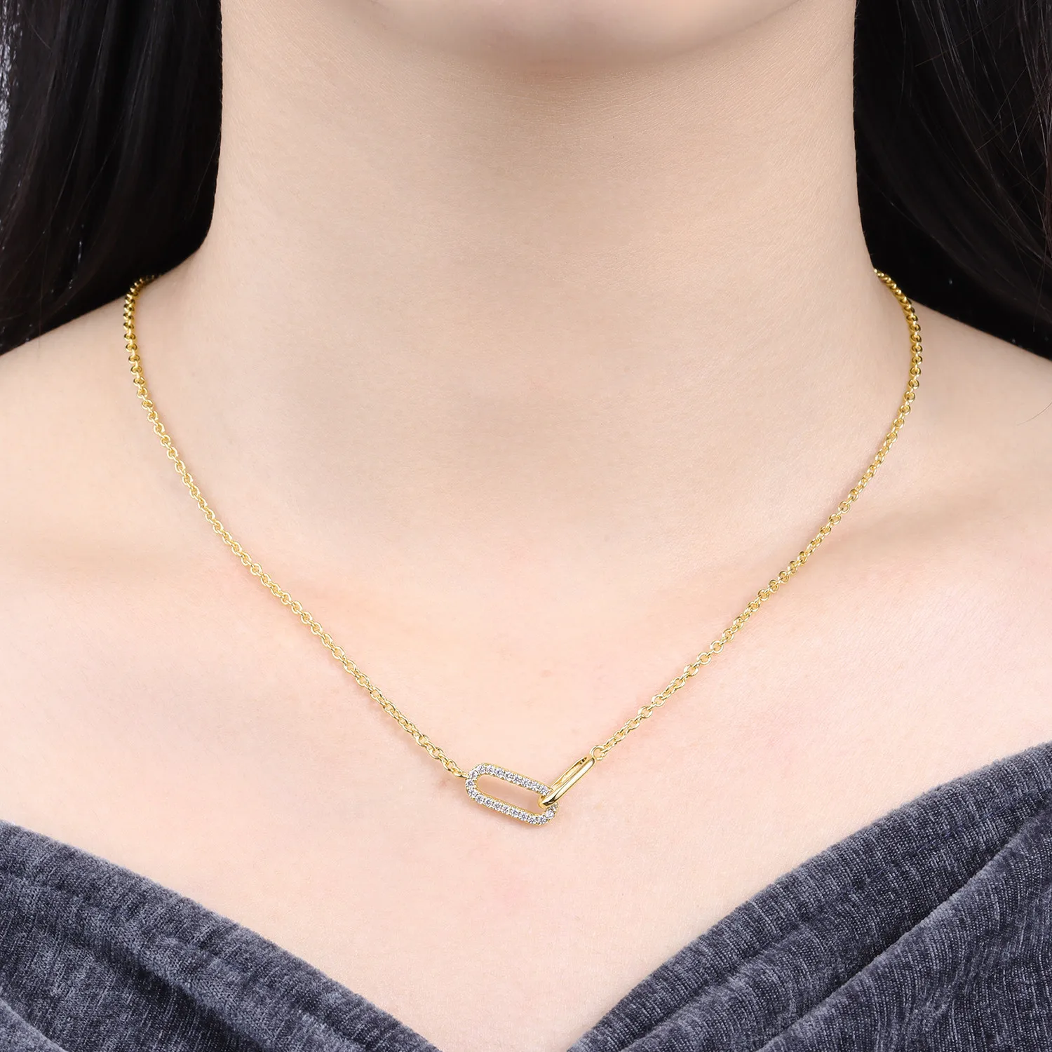 Orstarry Halskette aus 925er-Sterlingsilber, exquisit, vielseitig, mit doppeltem Ring, Anhänger-Halskette für Frauen, Geburtstagsgeschenke, edler Schmuck – Detail 2
