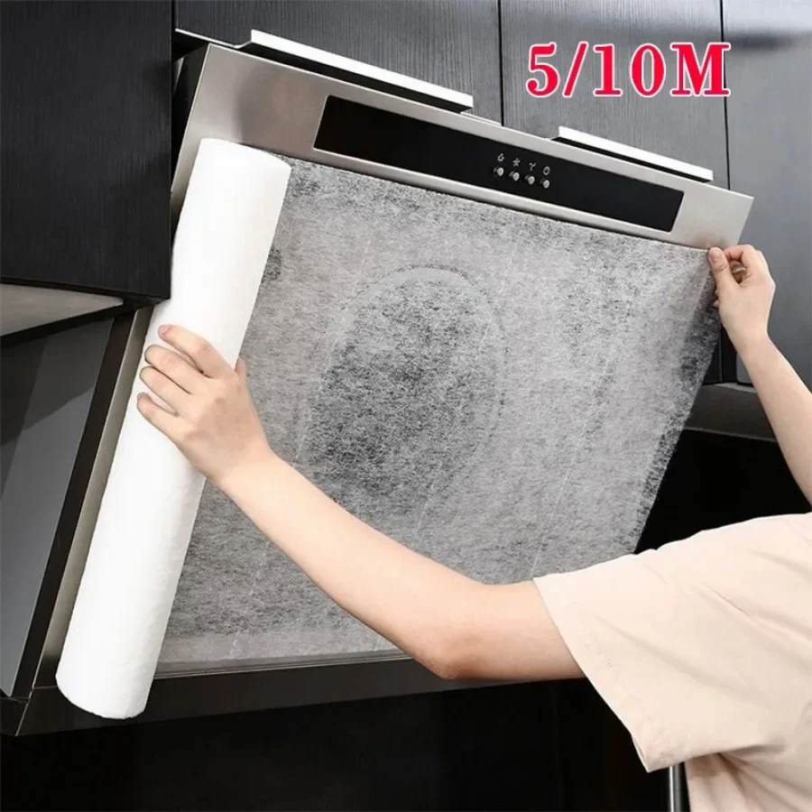 Disposable Hood Oil Filter Paper Non-woven Cooker Hood Extractor Fan Filter Kitchen Grease Anti Oil Cotton 5/10M