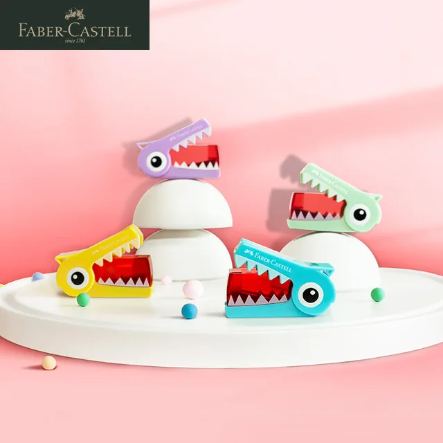 Faber-Castell Pencil Sharpener Green/Blue/Purple/Yellow Dinosaur Cute Cutting Stationery Manual Single Hole Pencil Sharpener 1