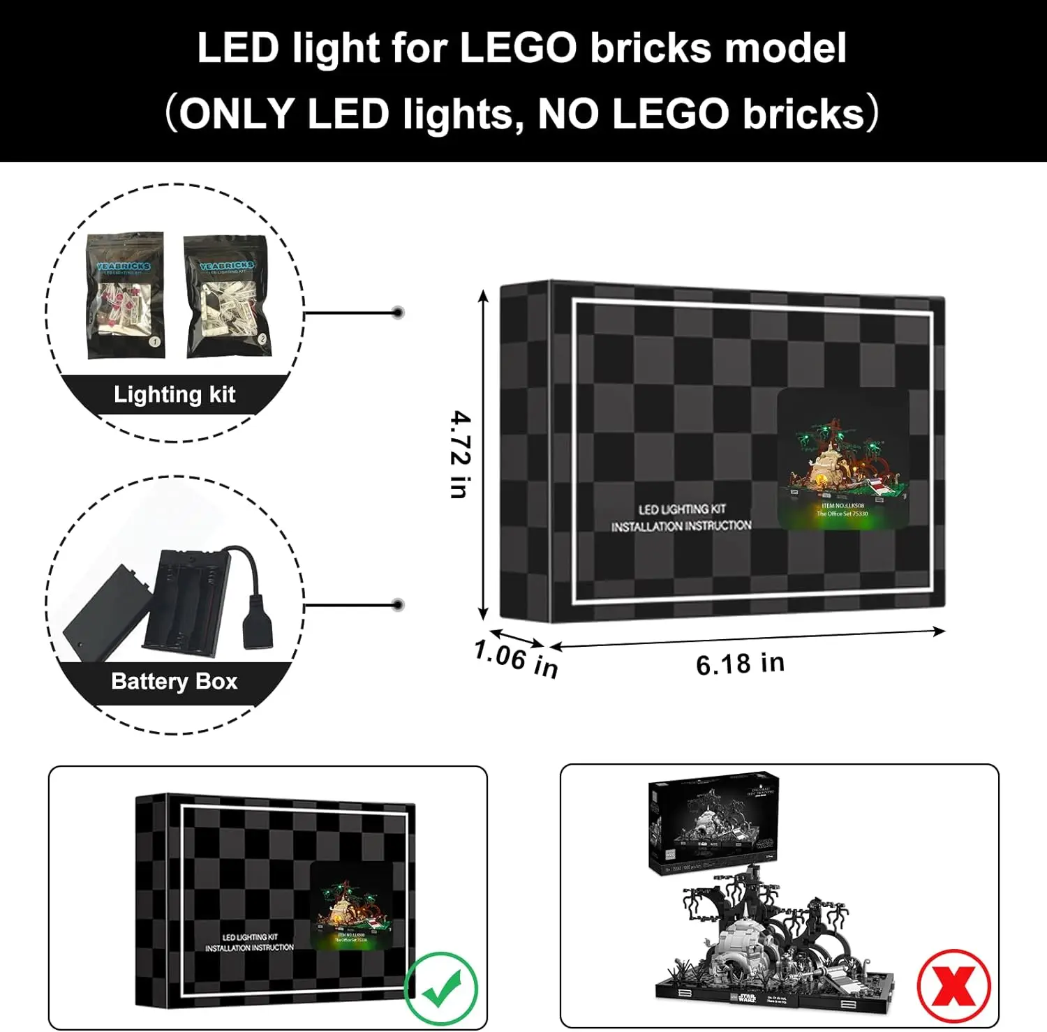 75330 Dagobah Jedi 훈련용 Hprosper LED 조명 배터리 상자가 있는 디오라마 장식 램프(레고 빌딩 블록은 포함되지 않음)