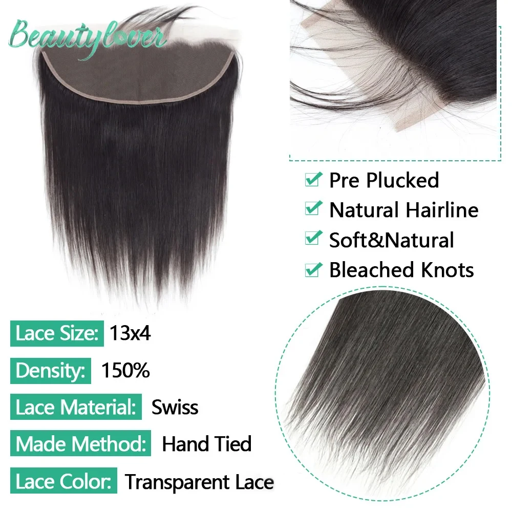 24 26 Inch Straight 13x6 Lace Frontal Brazilian Human Hair Preplucked Transparent Lace Front Only 2x6 Hd Lace Closure Human Hair 3