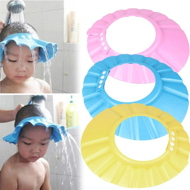 Gorro de baño de silicona para bebé, protección suave, impermeable,  ajustable, gorro de ducha infantil, lavado seguro de dibujos animados,  protector para el cabello para niña y niño - AliExpress