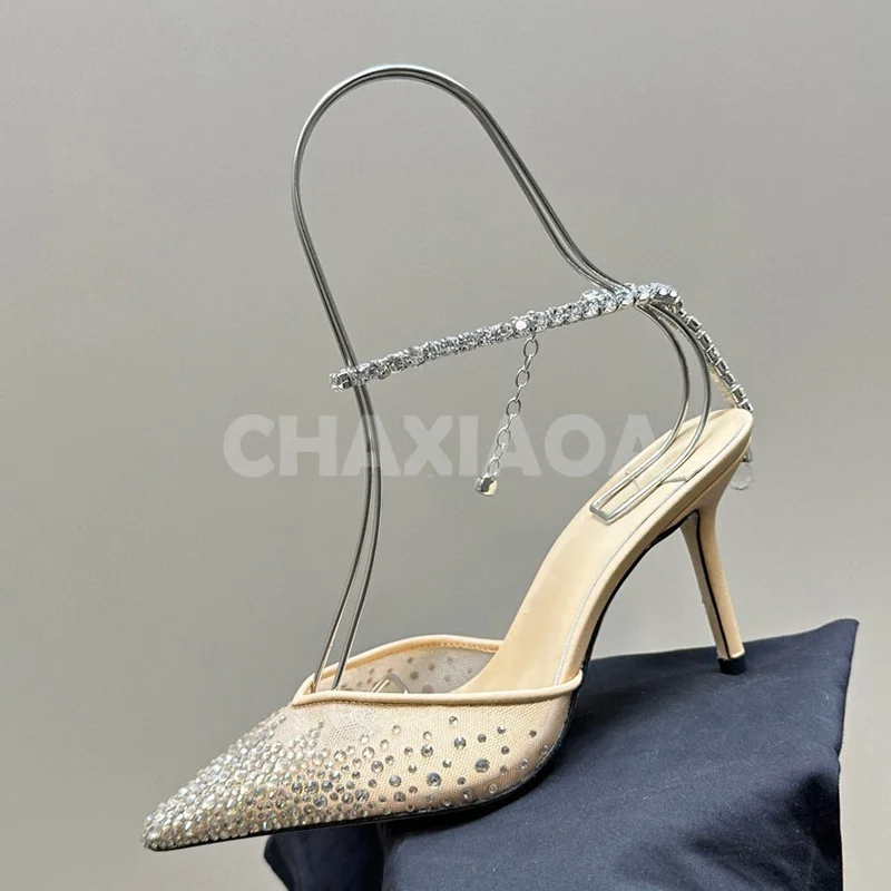 

Summer New Ladies Sandal Toe Wrapping Gauze Upper Pointy Toe Design Women Shoes Luxury Atmosphere High Heeled Sandals