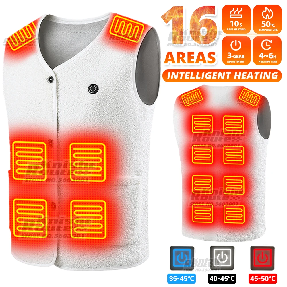 

16 Areas Self Heating Vest Men's Heating Jacket Thermal Women's USB Heated Vest Warm Clothing Fishing Camping Winter Hiking Ski