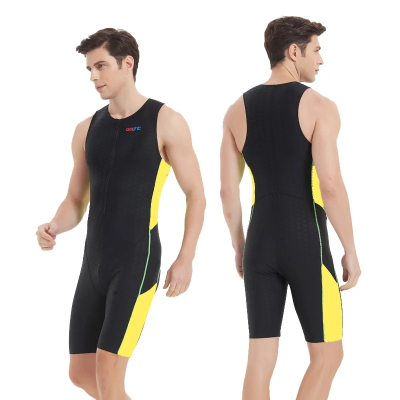 

Men Women One Piece Professional SharkSkin Quick-Drying Surfing Competitive SwimSuit Knee Length Racing Water Sports SwimWear