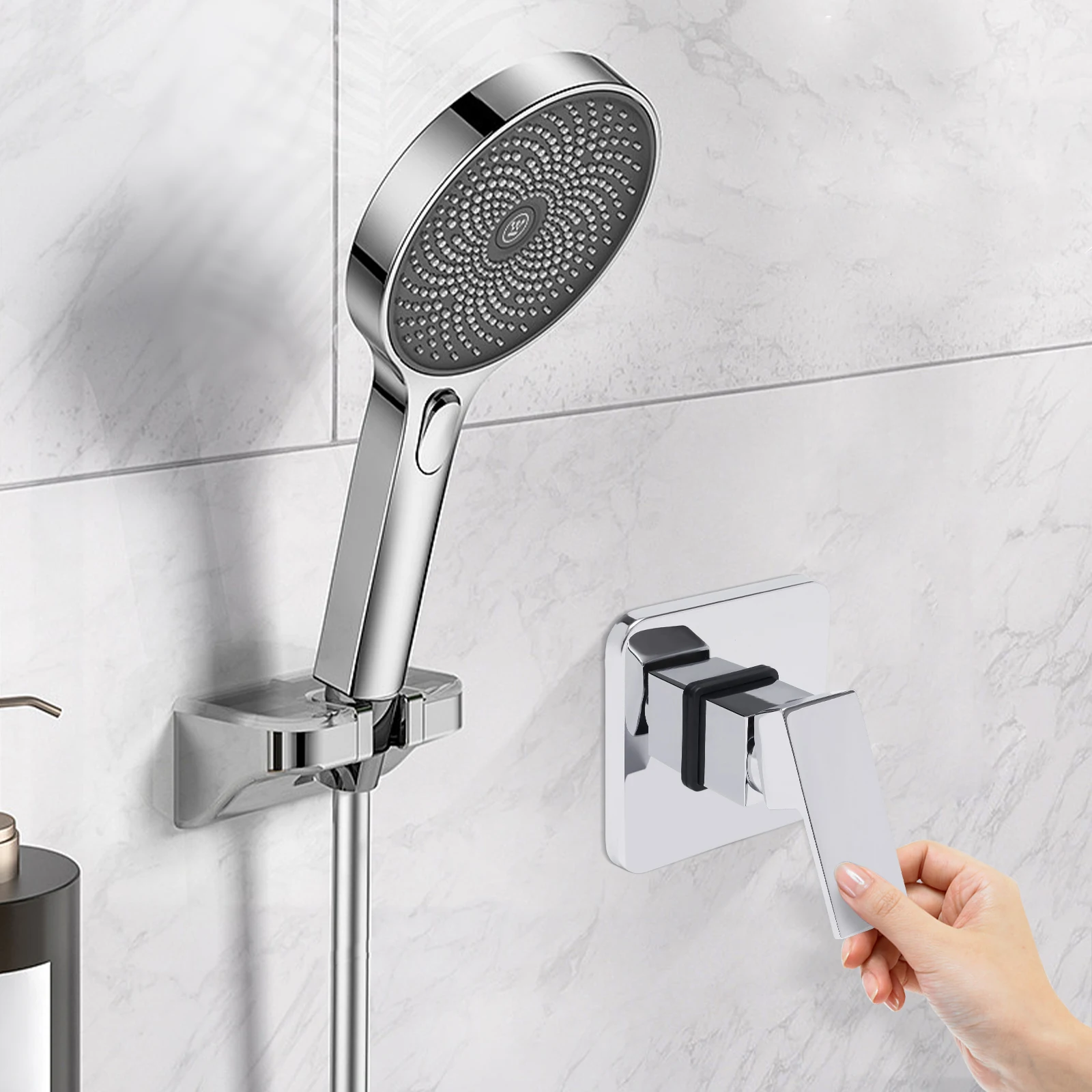 Shower Mixer Valves Wall Mount Brass Faucet Shower Mixer Fixtures Rough-In Valve Bathroom Trim Kit Handle Tub Valve
