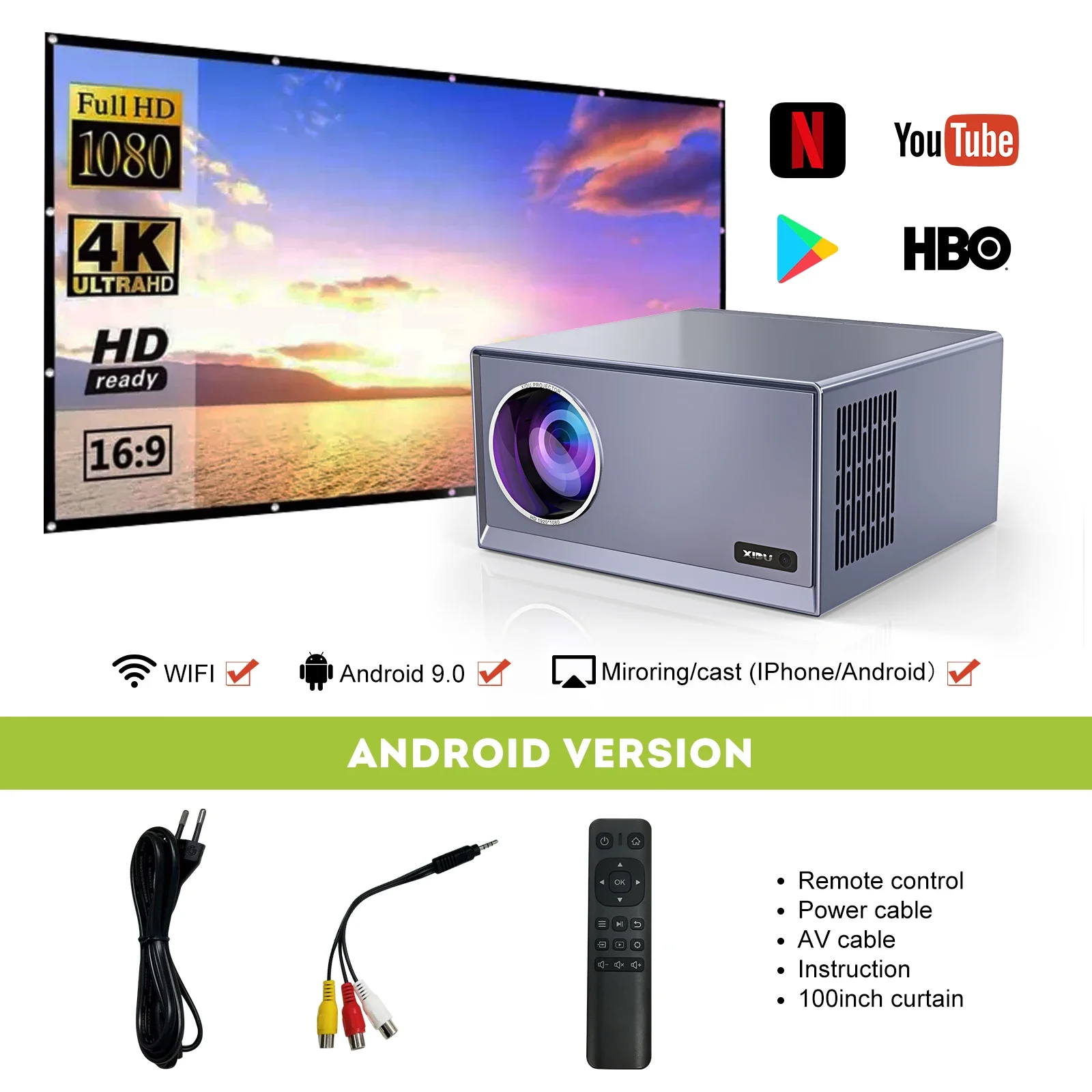 XIDU プロジェクター 4K対応 1080P フルHD 5GWi-Fi XIDU PhilBeam S1 Portable Projector, 5G, 1080P, 550 ANSI, 4K