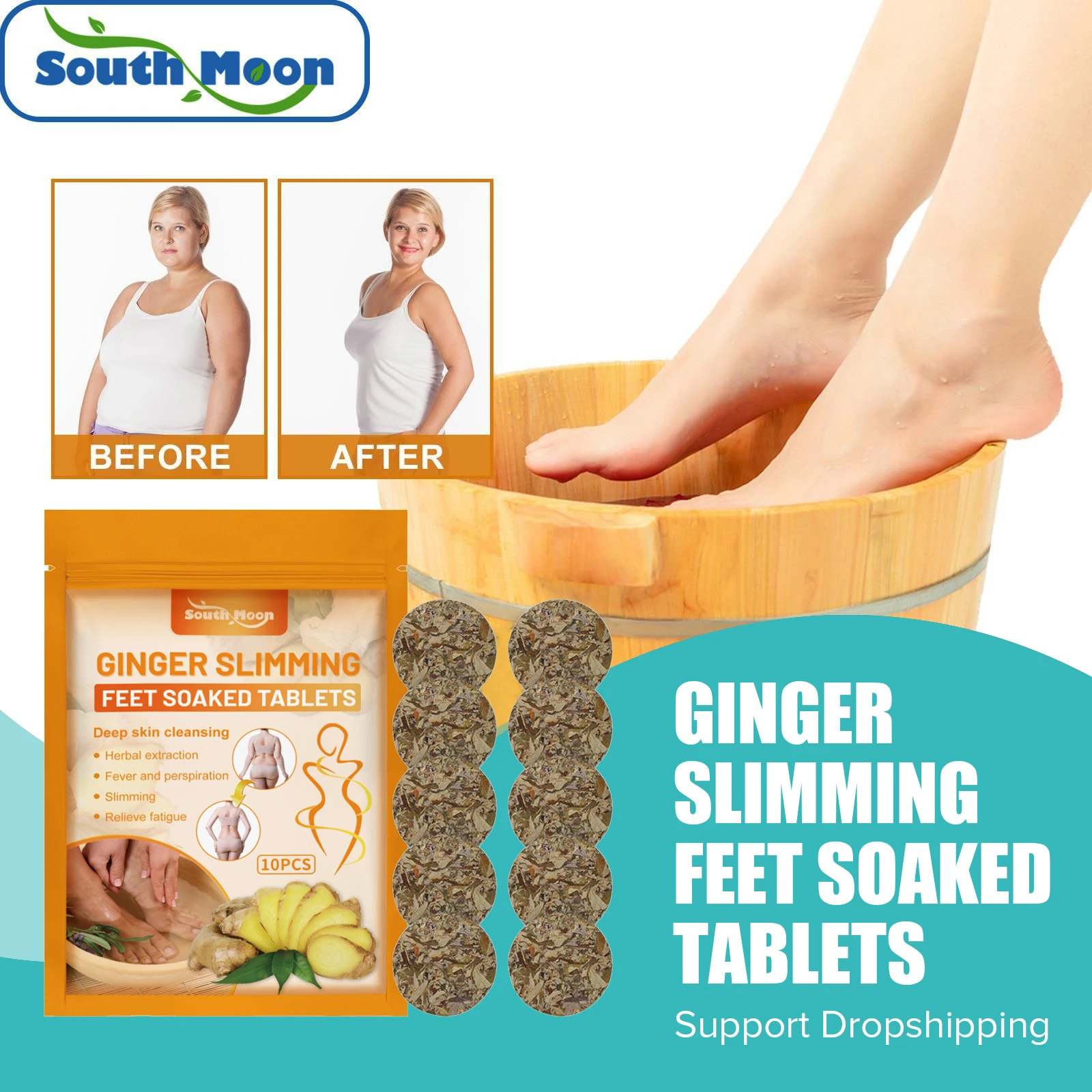 South Moon Foot Soak Tablets Ginger Slimming Products Lose Weight Fat