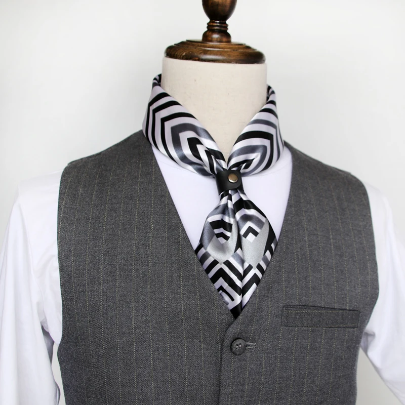 Korean Style Scarf Trendy Men's Dot Fashion Casual Scarf Men's Small Square Towel Black and White Fashionable