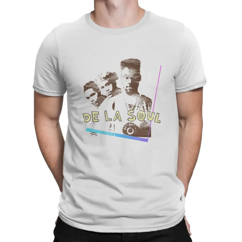 

Men's T-Shirt De La Soul Cool Cover Creative Pure Cotton Tees Short Sleeve American Hip-Hop Groups T Shirt Crewneck Clothes