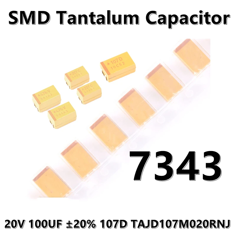 

2 шт.) оригинальный Конденсатор тантала 7343 (тип D) 20 в 100 мкФ ± 20% 107D тайd107m020rnj SMD