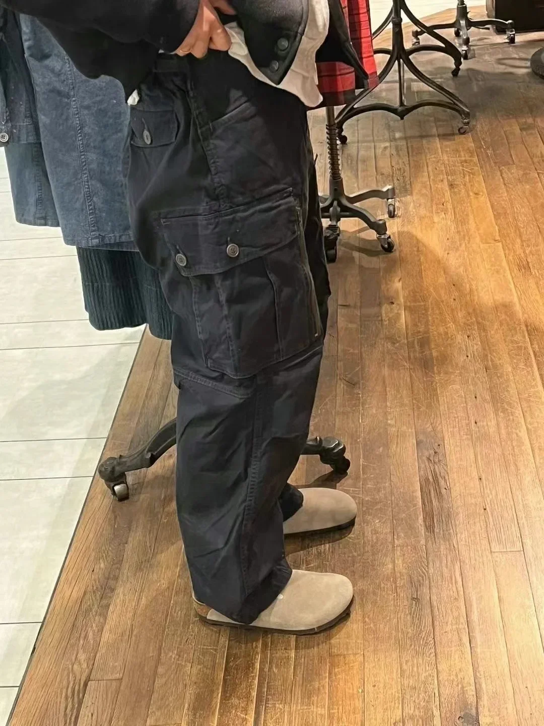 24SS RRL Japanese Casual Pleated Retro Color Patchwork Pockets Wax Dyed and Washed Cargo Pants for Men