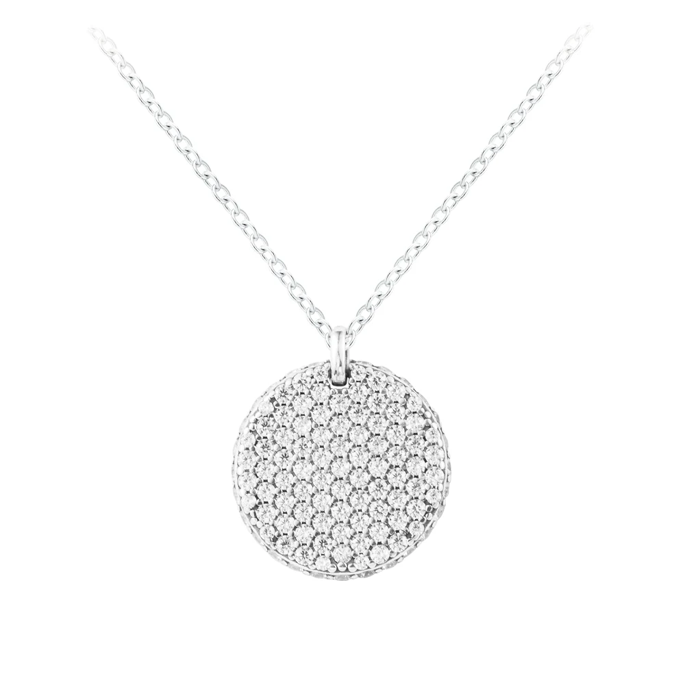 

Timeless Pave Round Pendant Necklaces 2023 New 100% 925 Sterling Silver Chains for Women DIY Charms Jewelry Making