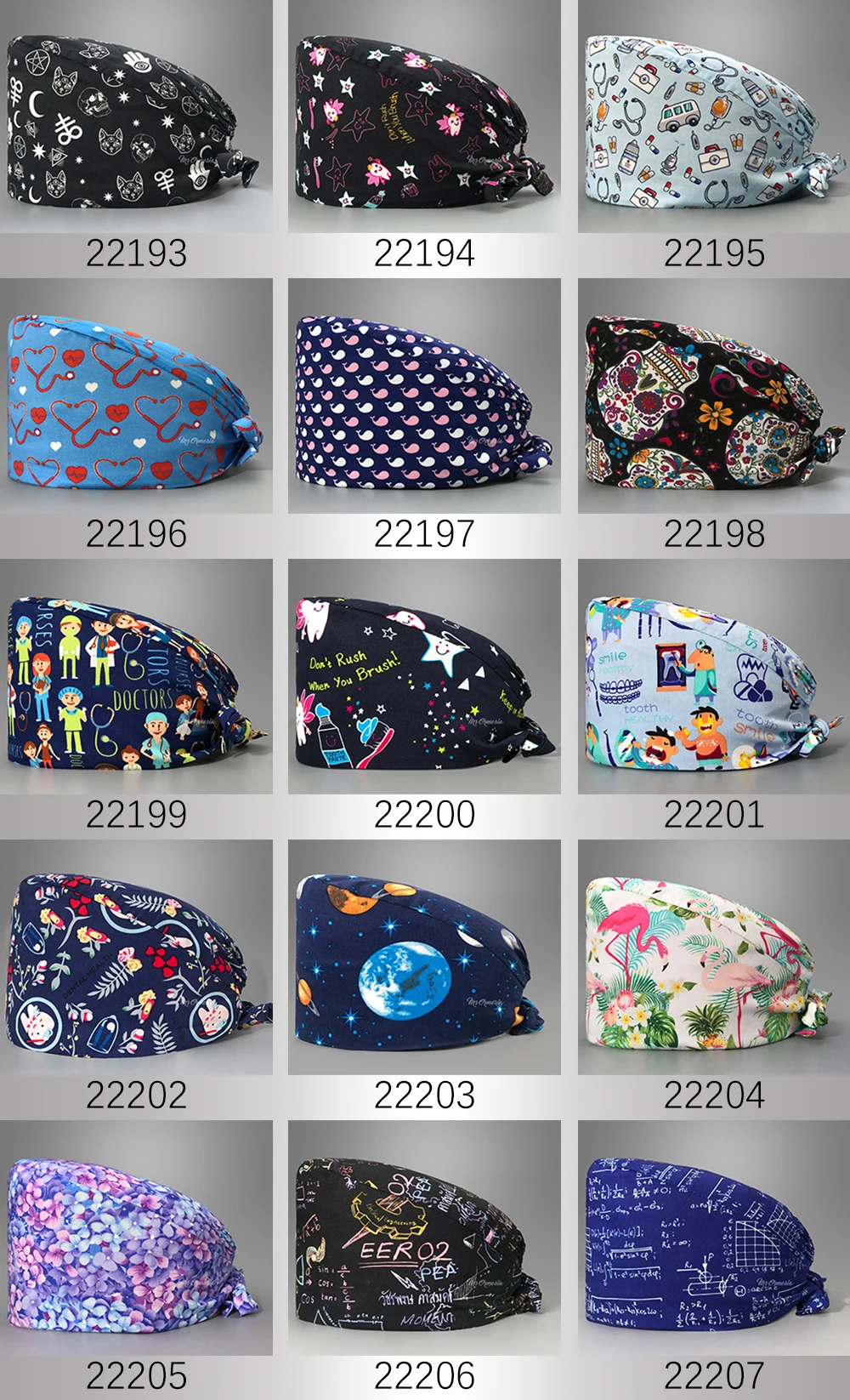 Adjustable Fashion Print Scrub Hat Dust-Proof Cap Cotton Nurse Cap Bandage Men Women Surgical Hat Cap Gorros Quirurgicos Mujer