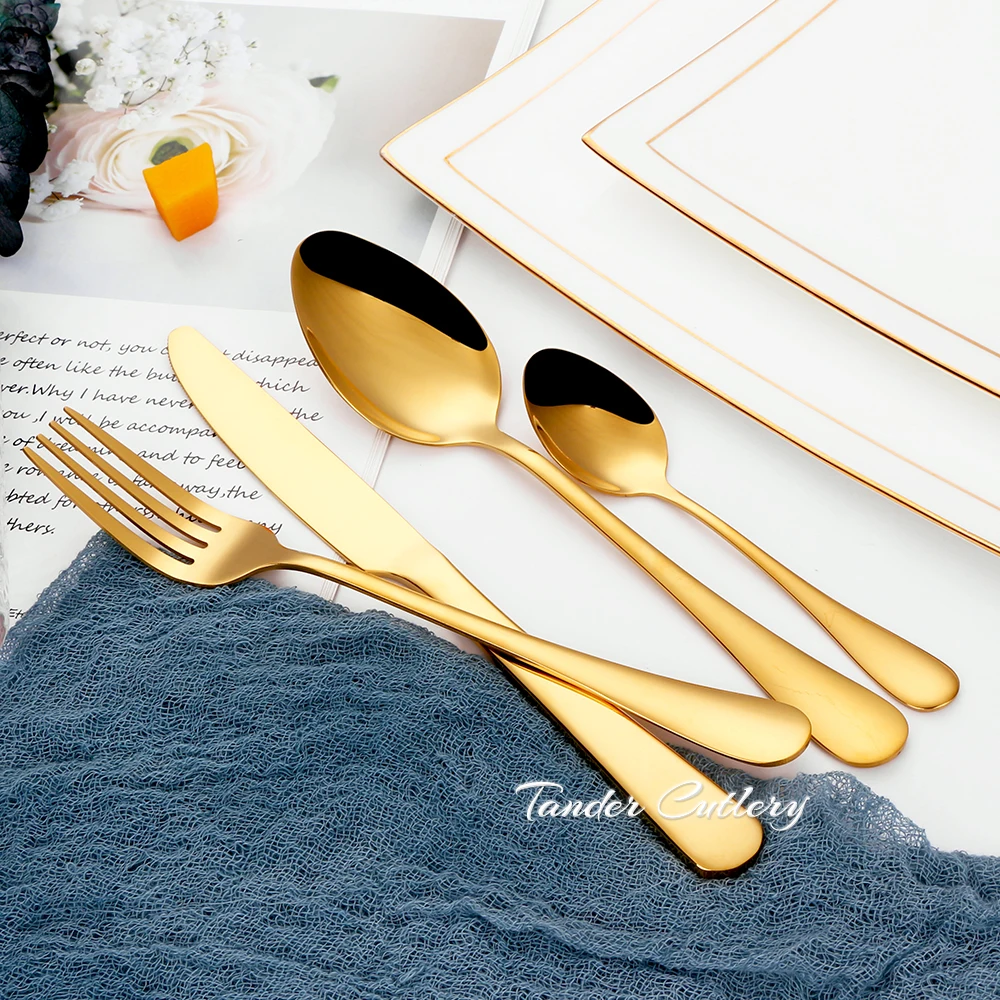 Confezione Da 20 Posate Dessert In Acciaio Inox – 10 Cucchiaini Caffè + 10 Forchette, Oro 11,9 Cm