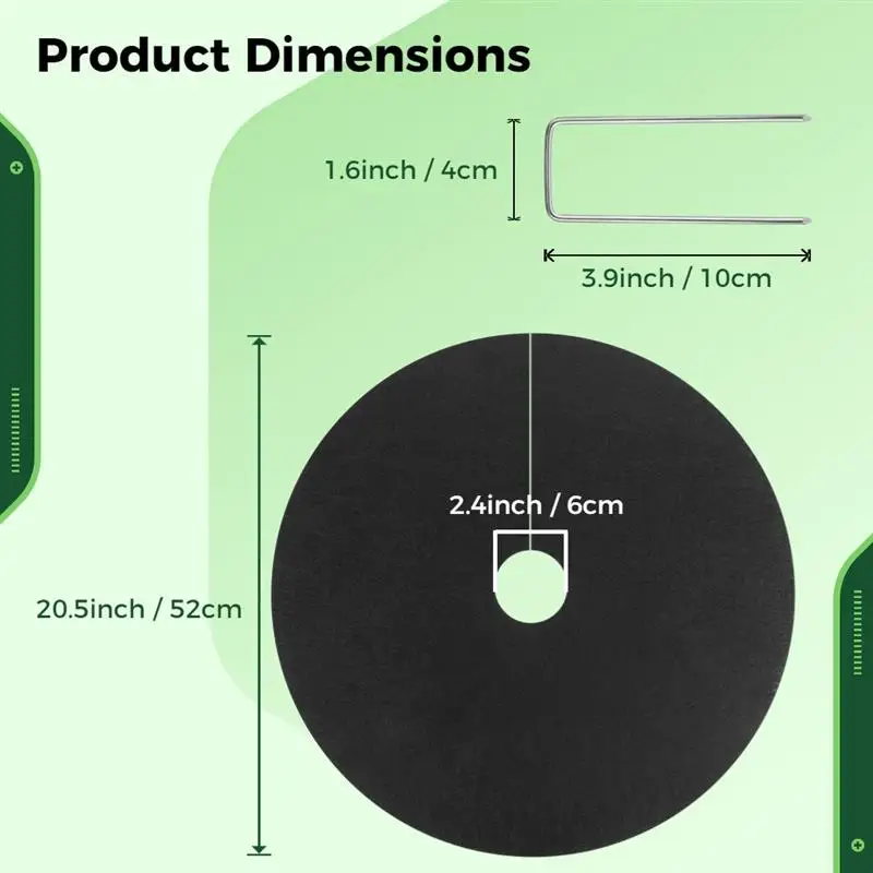 Tree Protection Weed Mat 6Pcs Round Tree Protector Mat 20 Landscape Staples Mulch Ring Protector Reusable Weed Barrier