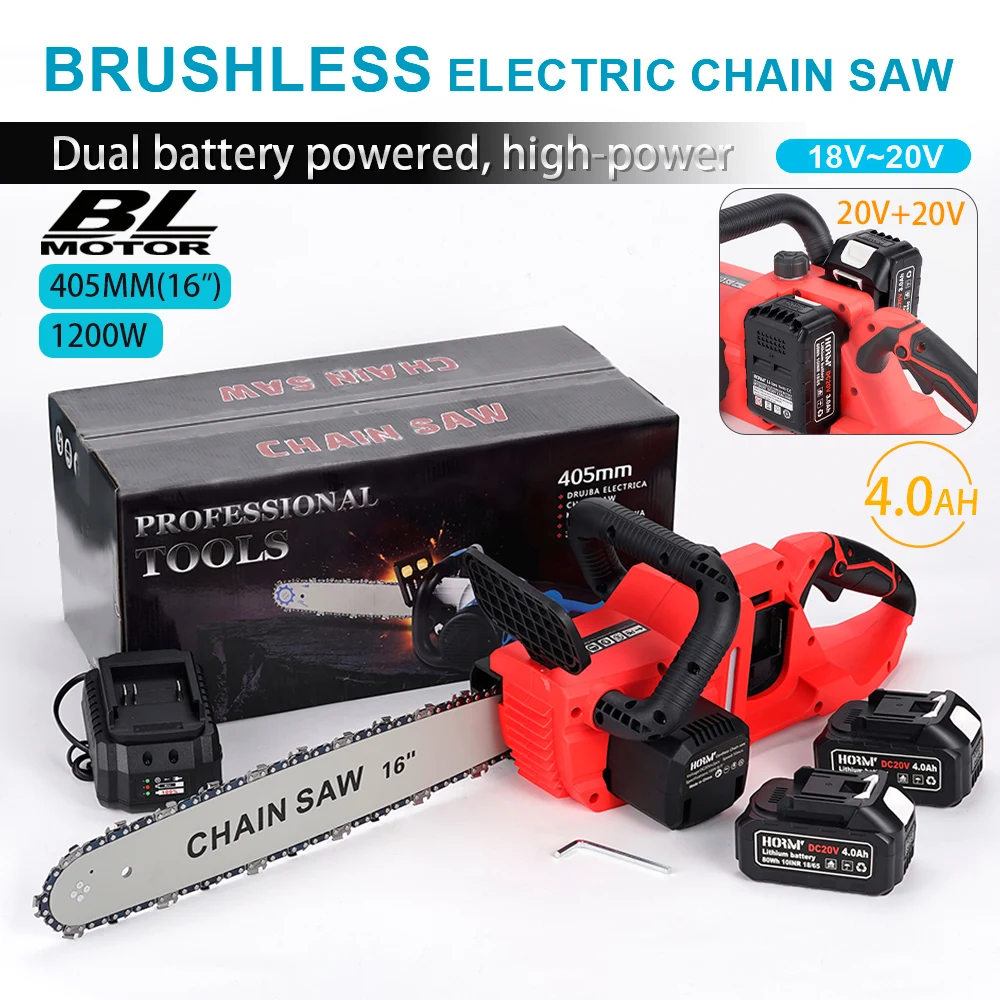 

16Inch Brushless Electric Chain Saw Brushless Electric Chain Saw Graden Woodworking Pruning Tools For Makita 18V Battery