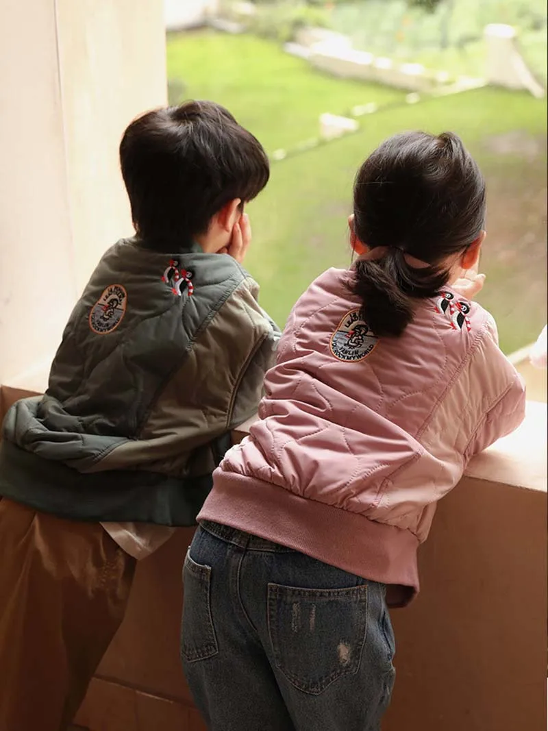 Embroidery Kids Jacket Autumn Winter Children's Outerwear Coats Fashion Children's Cotton Thicken Down Coat Jacket 1-5Years