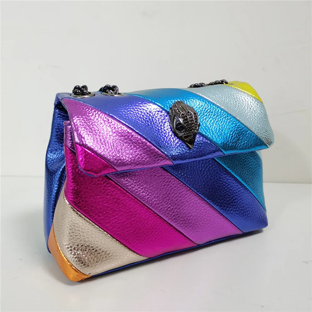 

2022 New Arrival Mini Rainbow Women Handbag Portable Convenient Jointing Luxury designer Bag Patchwork Shoulder Bag Metal Logo