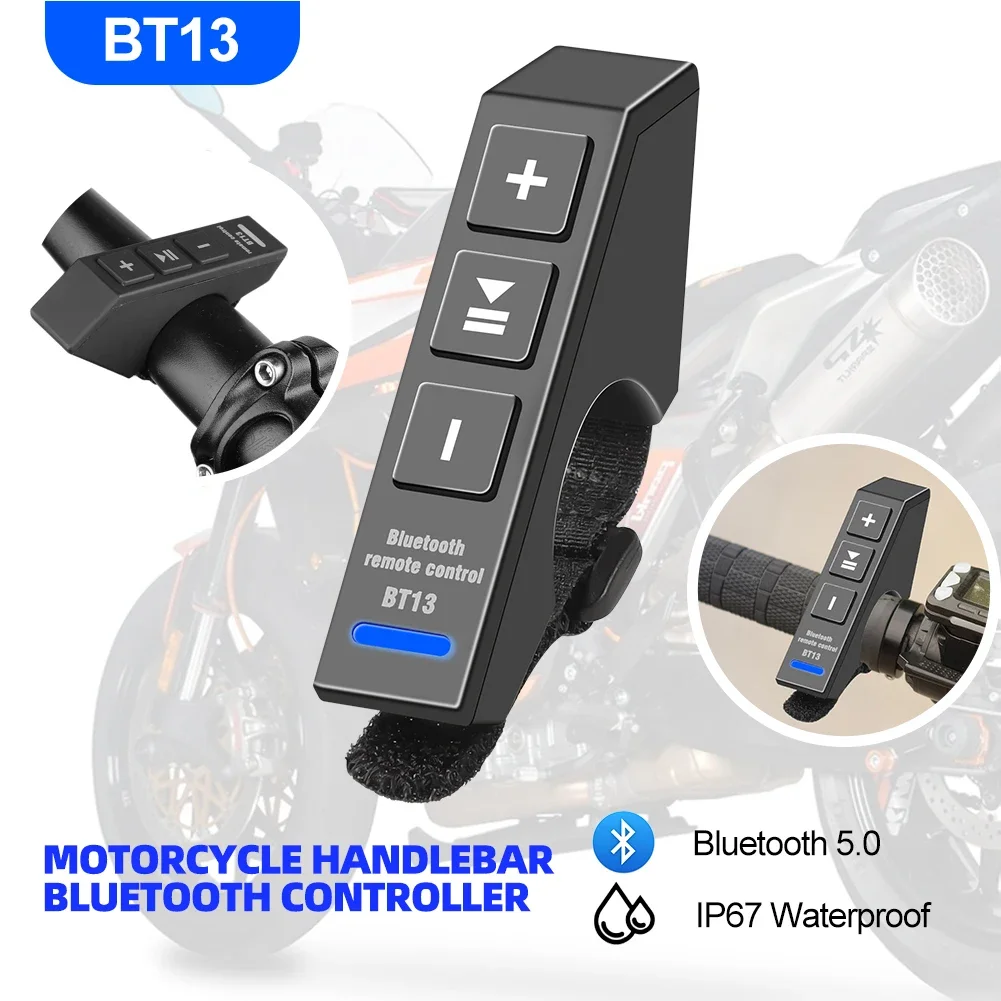 

Wireless Bluetooth 5.3 Remote Button Helmet Earphone Motorcycle/Bike Handlebar Media Controller Car Steering Wheel Control