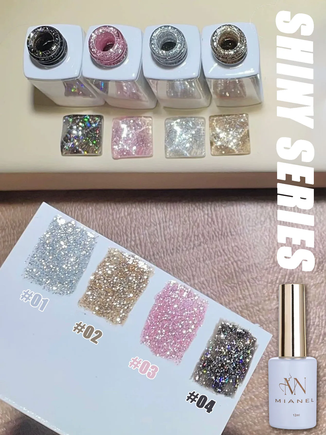 MIANEL 12ML/PCS  Milk White Gel Nail Polish, High Gloss Light Bulb Fine Glitter Powder Nail Polish New Style All-match White gel 5