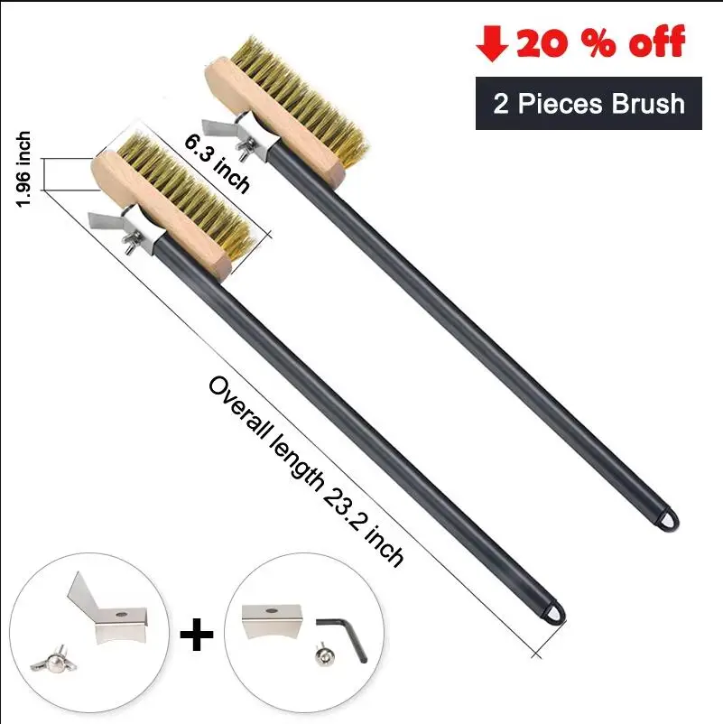 Professional Pizza Oven and Grill Cleaning Brush with 21-inch Aluminum Handle