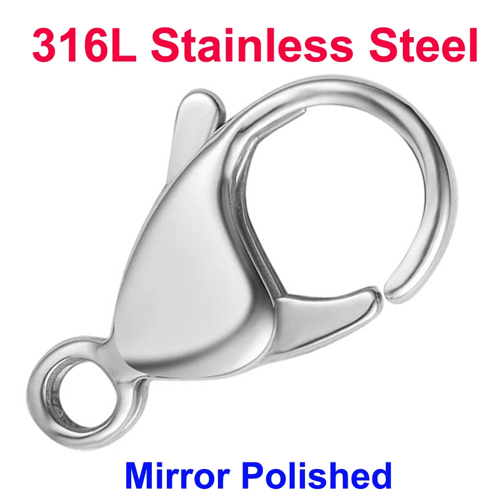20/30/40 316L Stainless Steel Lobster Clasps Wholesale Mirror Polished 9-19mm 1…